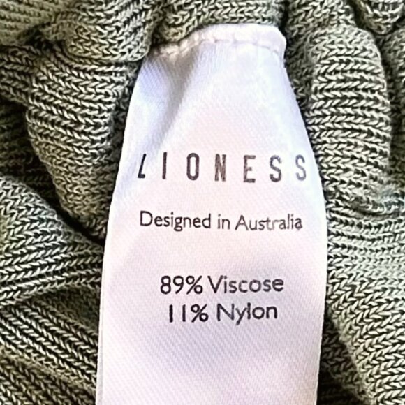 Lioness Sage Olive Green Ribbed Knit Ruched Mini Dress Bodycon Sleeveless Small - Picture 10 of 11